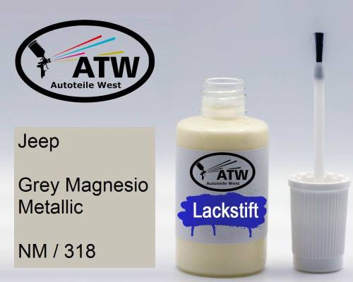 Jeep, Grey Magnesio Metallic, NM / 318: 20ml Lackstift, von ATW Autoteile West.